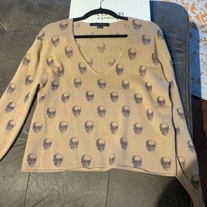 Brown skull cashmere cropped sweater